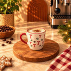 Christmas Bows & Holly Cup – Cream with Red Handle, 150ml – view 3