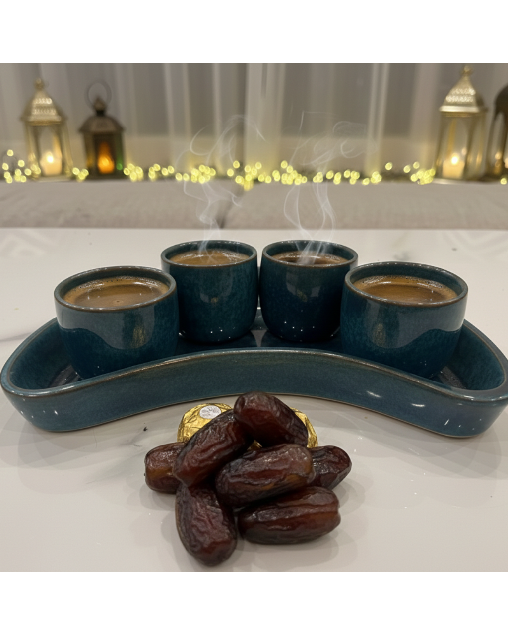 Ramadan Hilal Tray – 4 Cups Set
