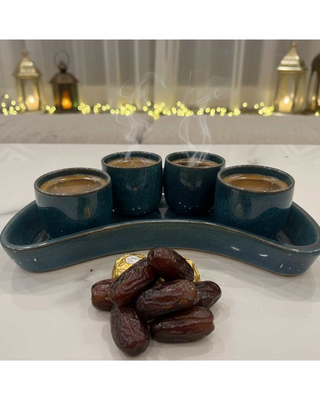 Ramadan Hilal Tray – 4 Cups Set