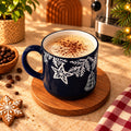 Christmas Bells & Stars Mug, Navy Blue & White, 350ml by Gifteila