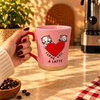 I Love You a Latte Kitten Mug – Pink with Red Handle, 400ml – view 2