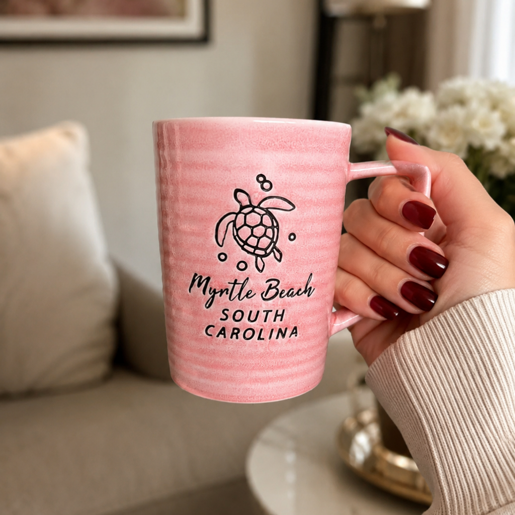 Pink Turtle Beach Mug 370ml