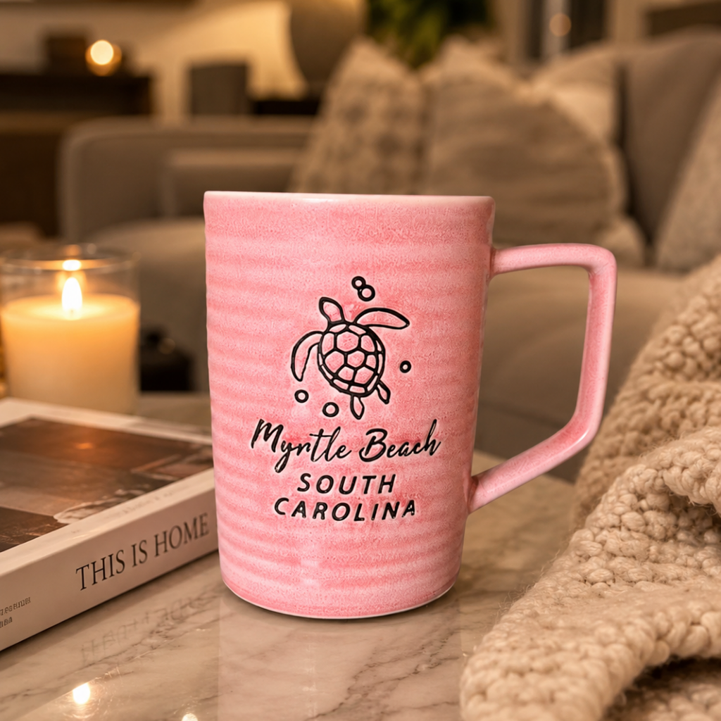 Pink Turtle Beach Mug 370ml