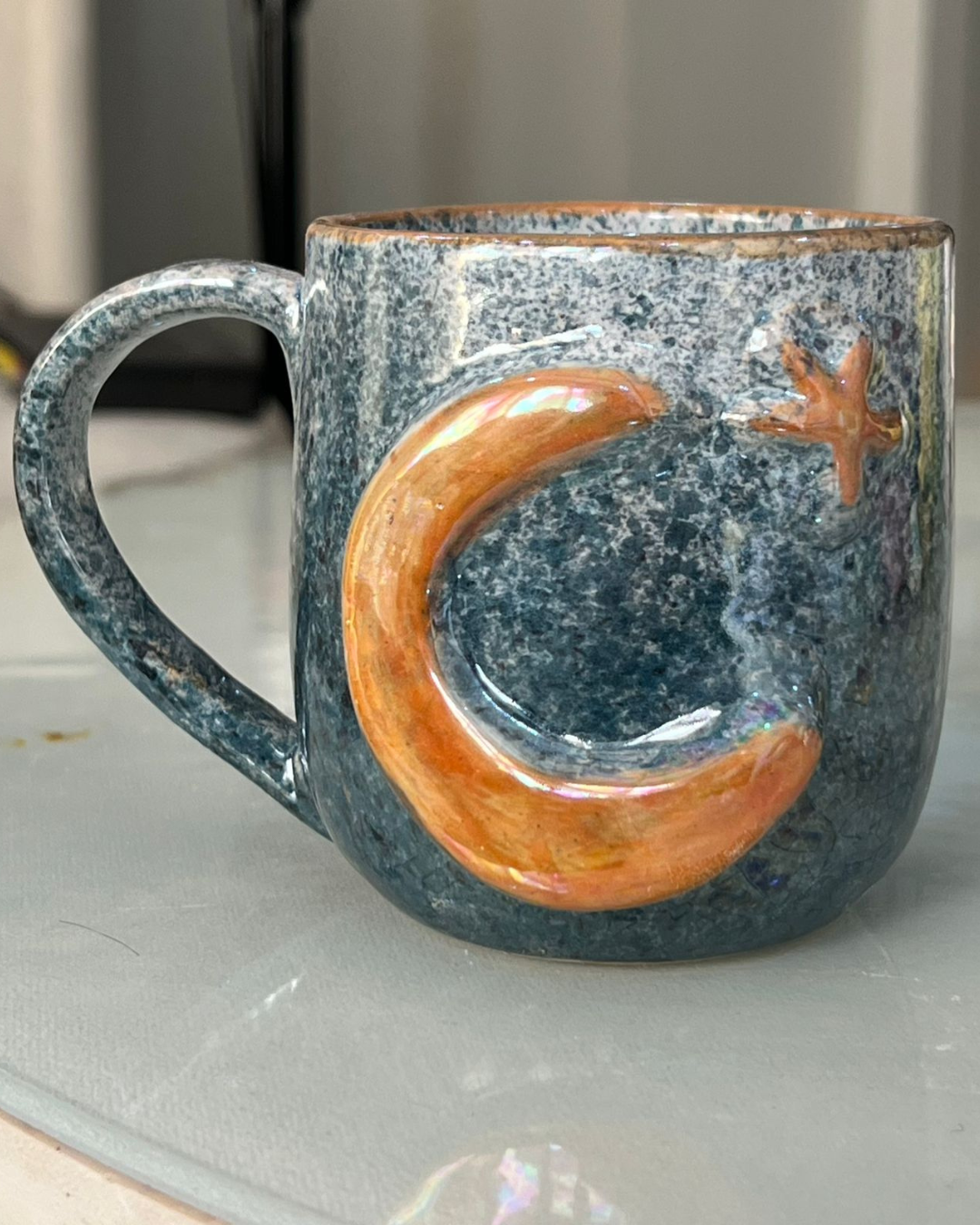 Ramadan Starts Here – Handmade Crescent Pottery Mug 350 ML