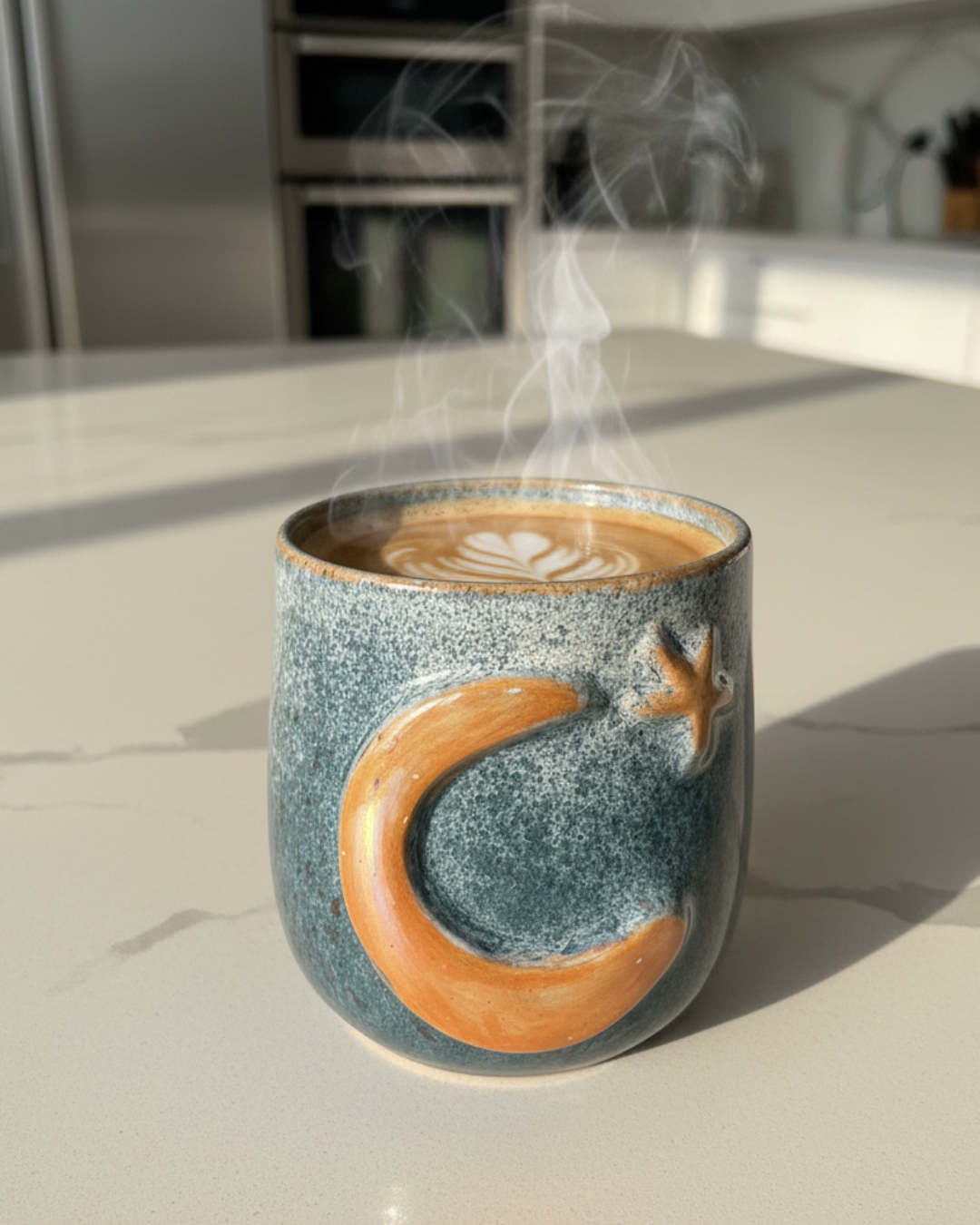 Ramadan Starts Here – Handmade Crescent Pottery Mug 350 ML