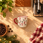 Christmas Bows & Holly Cup – Cream with Red Handle, 150ml – view 4