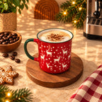 Christmas Reindeer Mug, Red with Green Handle, 300ml – view 4