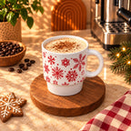 Christmas Snowflakes Mug – White & Red, 350ml