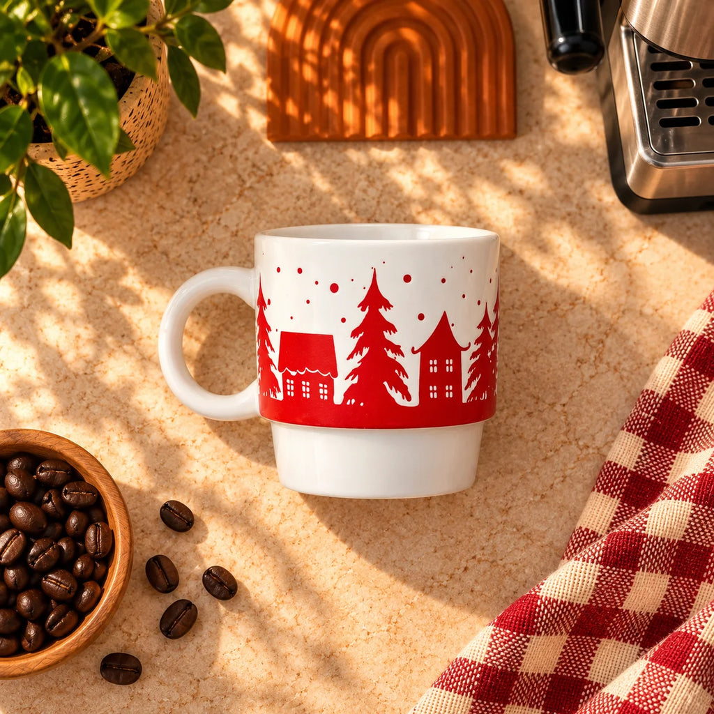 Christmas Village Mug, Red & White, 350ml – view 4