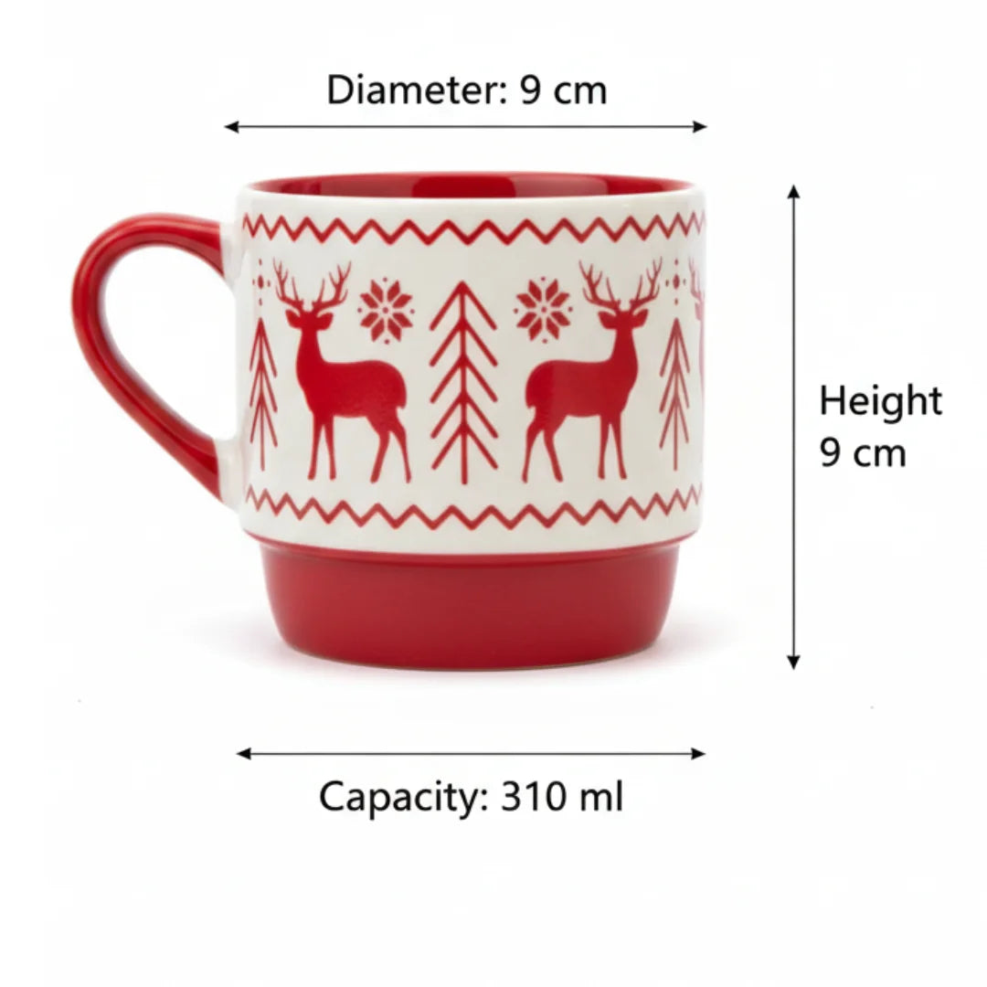 Red & White Reindeer Mug – 310 ml Holiday Edition - ceramic mug, view 5 of 6