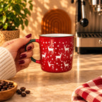 Christmas Reindeer Mug, Red with Green Handle, 300ml – view 3