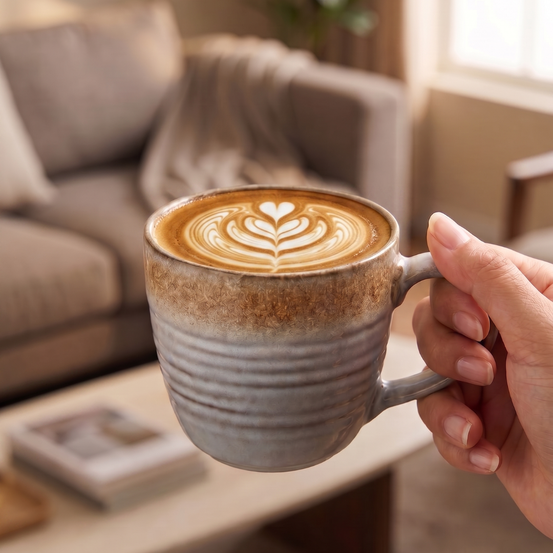 Ribbed Ceramic Coffee Cup (280ml)