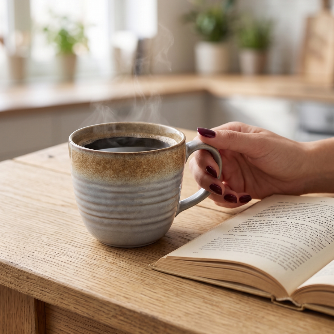 Ribbed Ceramic Coffee Cup (280ml)