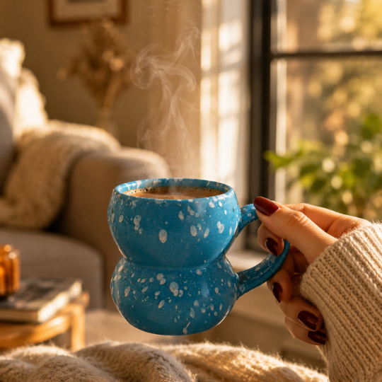Sky Blue Speckled Ceramic Mug 120ml