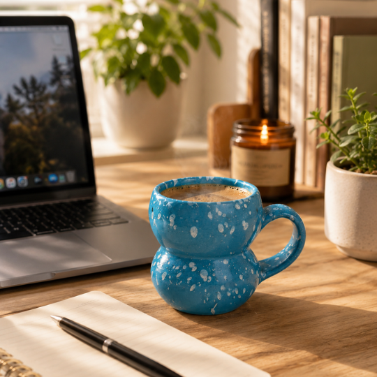 Sky Blue Speckled Ceramic Mug 120ml