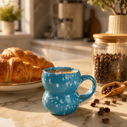 Sky Blue Speckled Ceramic Mug 120ml