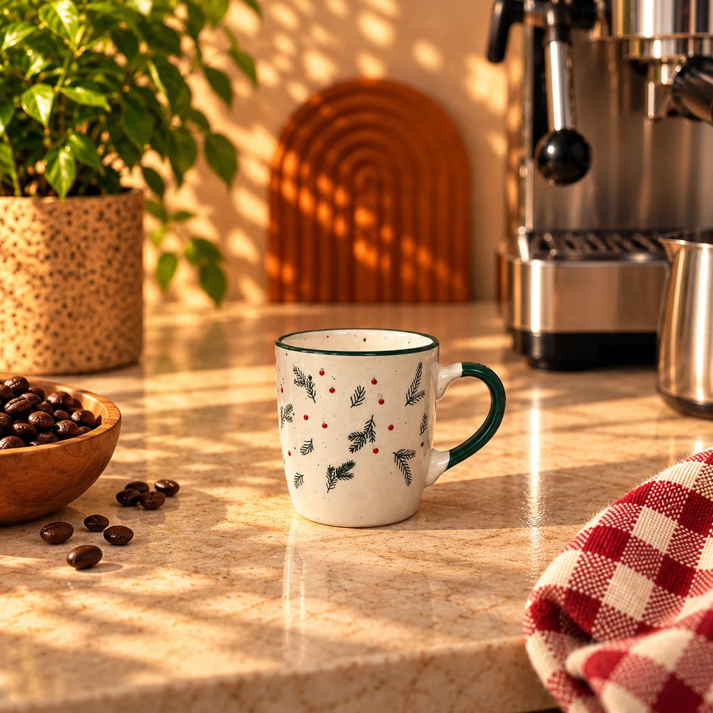 Pine & Berries Cup – Cream with Green Handle, 150ml – view 2