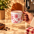 Christmas Snowflakes Mug, White with Red Handle, 300ml – view 2