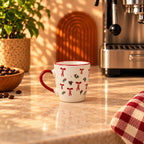Christmas Bows & Holly Cup – Cream with Red Handle, 150ml – view 2