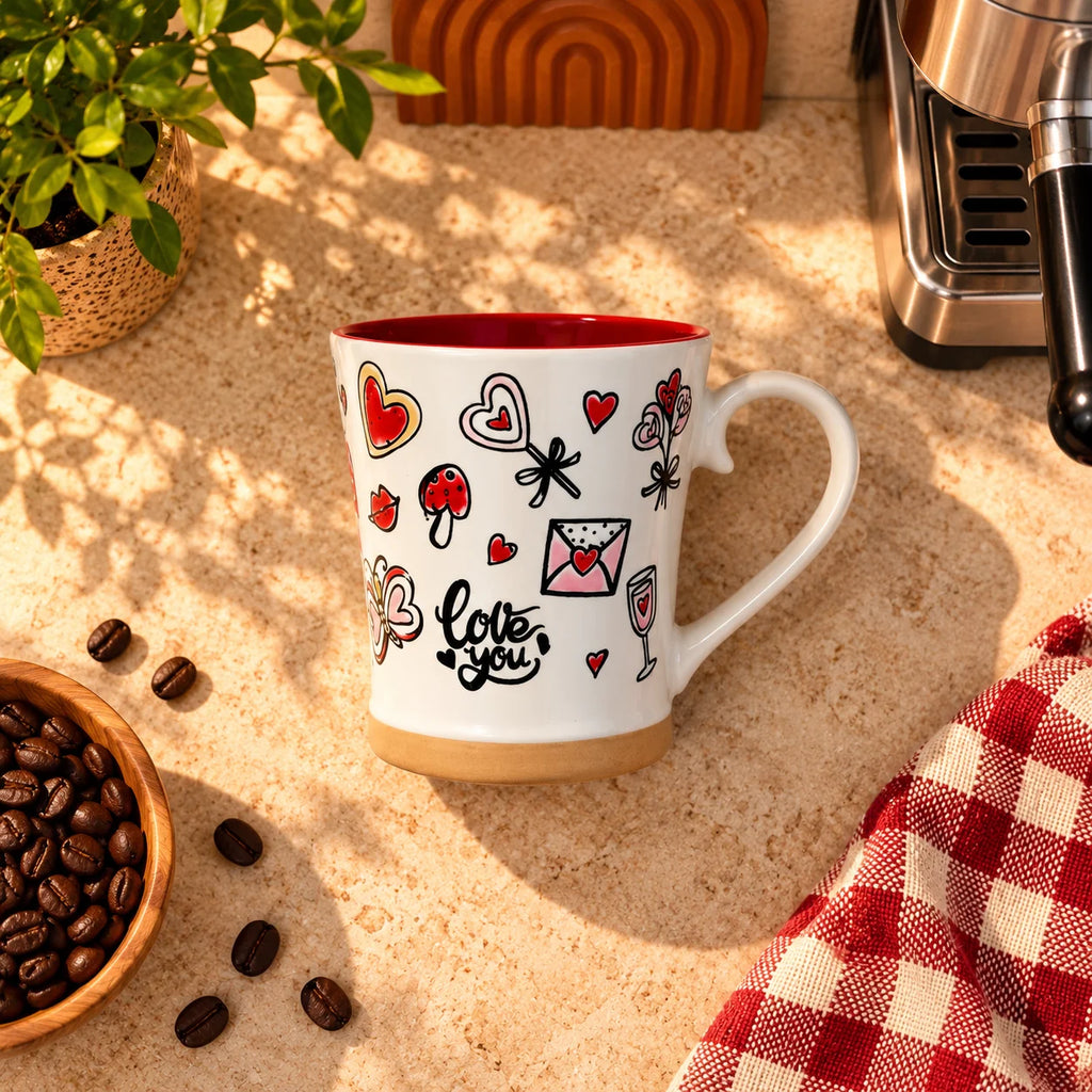 Love You Doodle Mug – White with Red Interior, 400ml – view 4