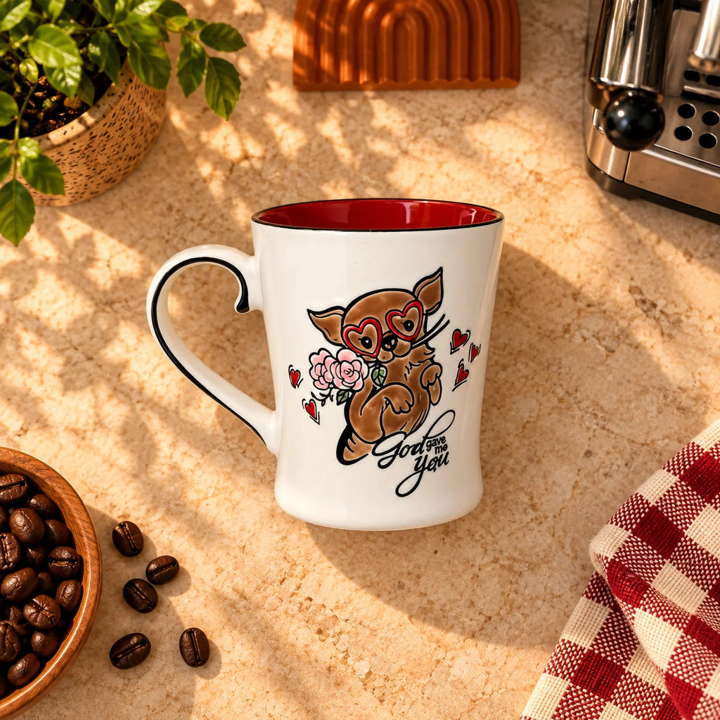 Chihuahua Love Mug – White with Red Interior, 400ml – view 4