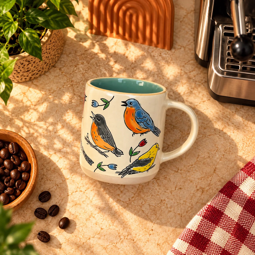Garden Birds Mug – Cream with Teal Interior, 400ml – view 4