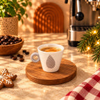 Striped Teardrop Espresso Cup, White & Taupe, 90ml by Gifteila