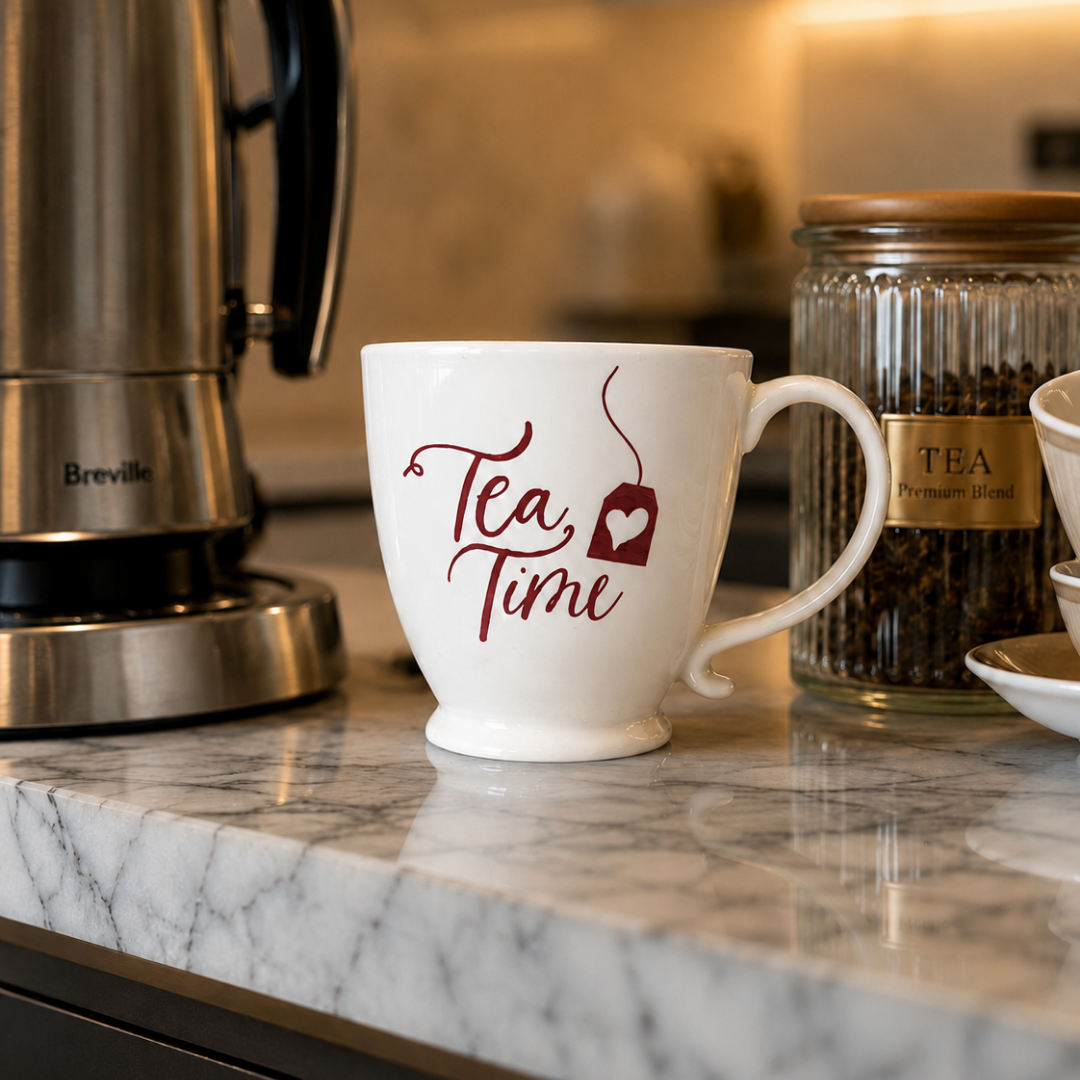 Tea Time White Ceramic Mug 330ml