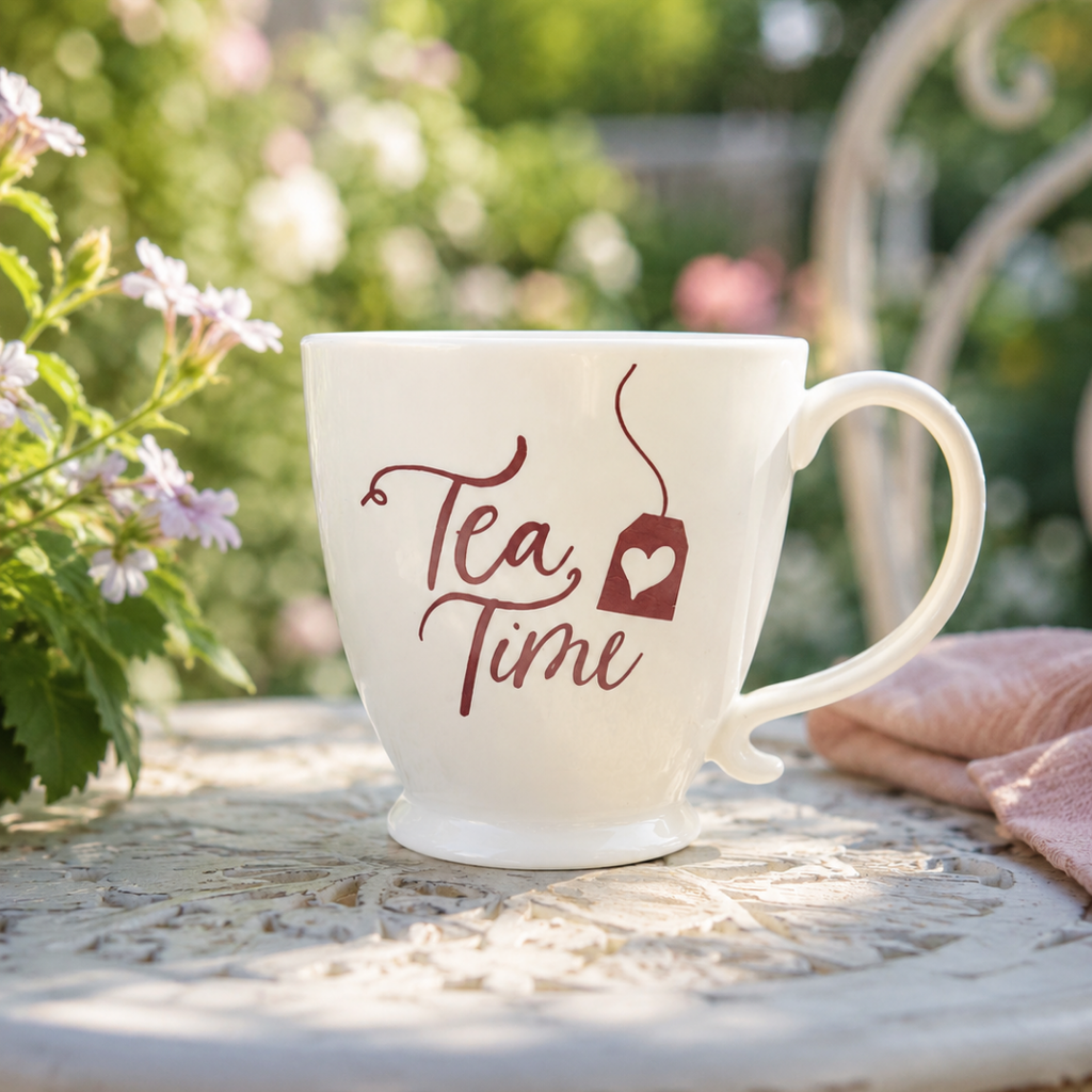 Tea Time White Ceramic Mug 330ml