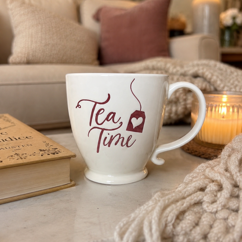 Tea Time White Ceramic Mug 330ml