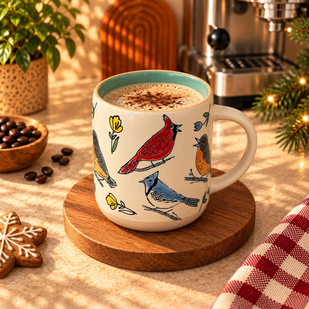 Garden Birds Mug – Cream with Teal Interior, 400ml – view 2