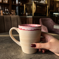 The Artisan Rim Mug (350ml) – Textured Beige & Dusty Rose