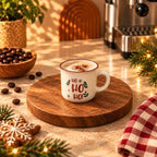 Ho Ho Ho Christmas Espresso Cup – Cream with Red Rim, 120ml – view 4