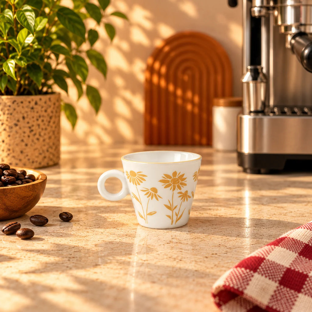 Golden Daisy Espresso Cup – White & Gold, 90ml – view 2