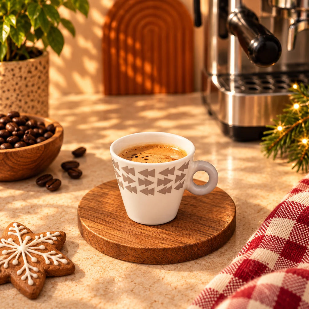 Geometric Trees Espresso Cup, White & Taupe, 90ml – view 3