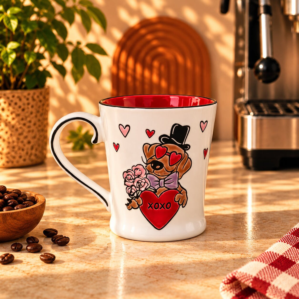 XOXO Puppy Love Mug – White with Red Interior, 400ml by Gifteila