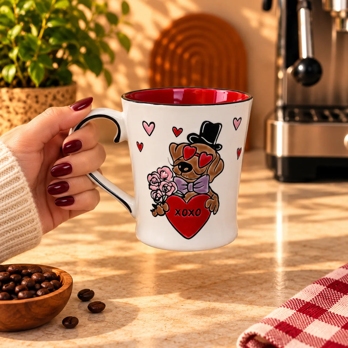 XOXO Puppy Love Mug – White with Red Interior, 400ml – view 2