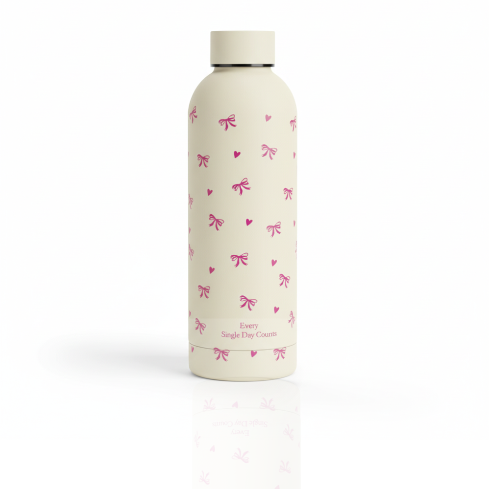 Creamy Bow Stainless Steel Bottle - Premium Insulated Water Bottle