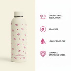 Creamy Bow Stainless Steel Bottle - Premium Insulated Water Bottle