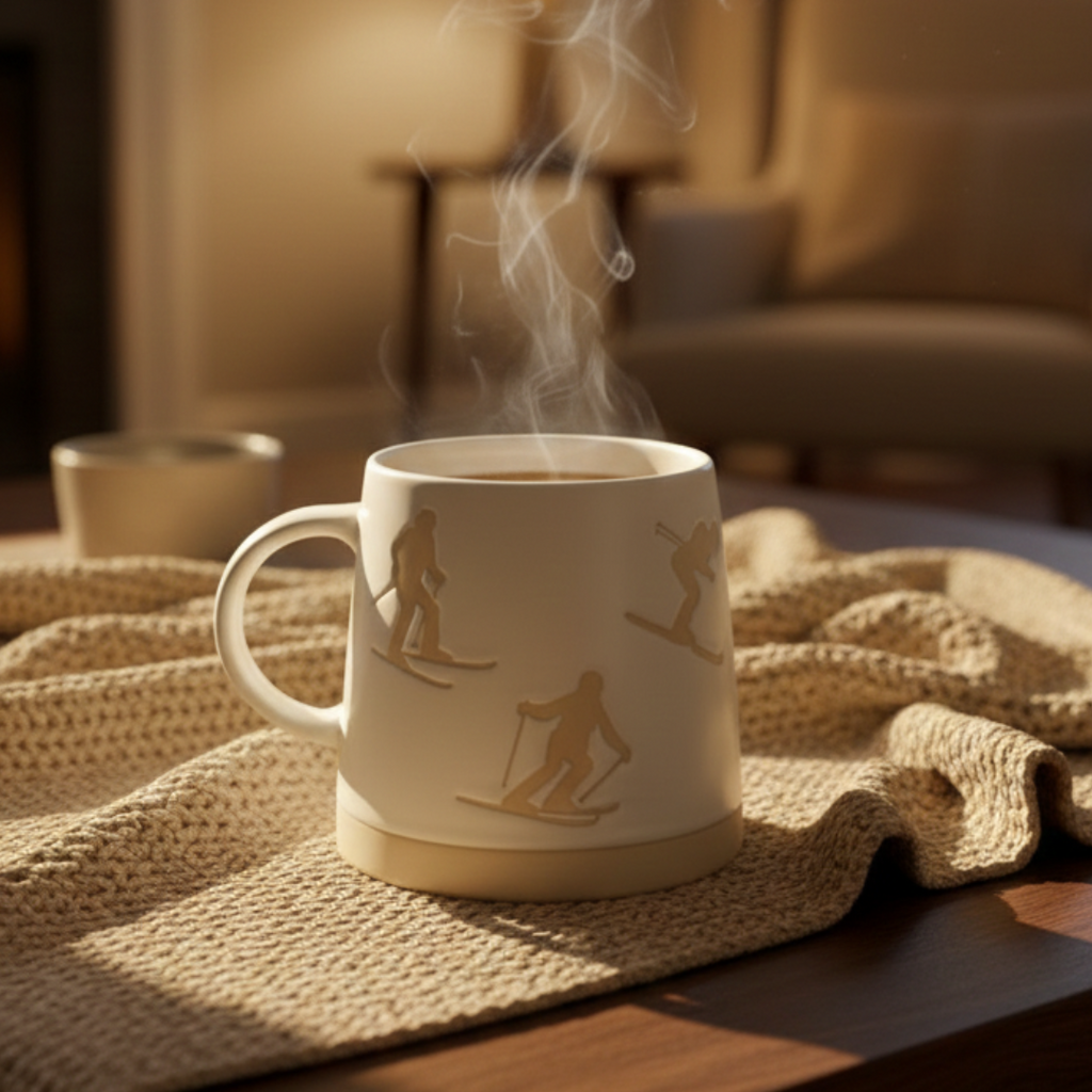 White Ski Silhouette Mug – 350 ml Winter Edition - Gifteila
