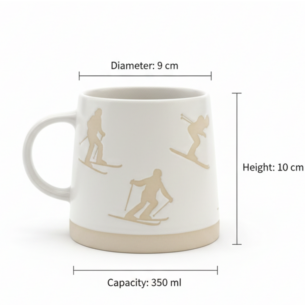 White Ski Silhouette Mug – 350 ml Winter Edition - Gifteila