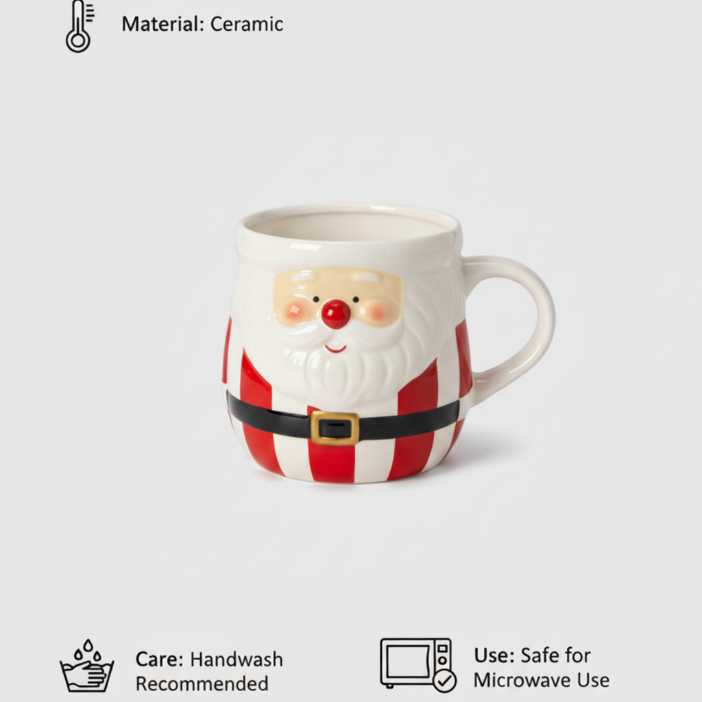 Handmade Christmas Santa Mug - Festive Holiday Coffee Mug