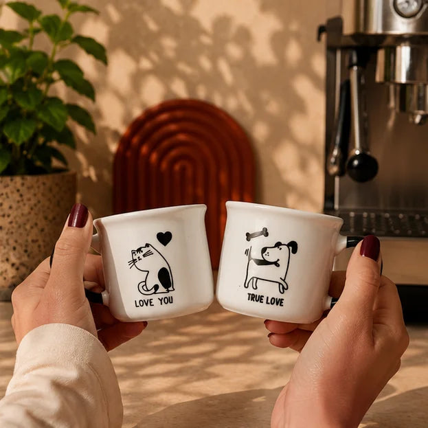 Cat & Dog Couple Mug Bundle 90ml