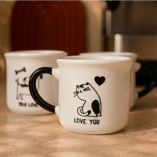 Cat & Dog Couple Mug Bundle 90ml