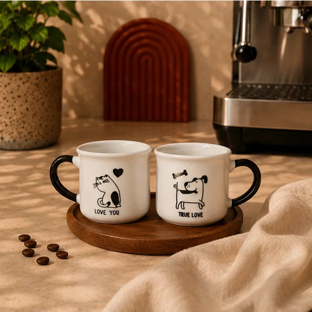 Cat & Dog Couple Mug Bundle 90ml
