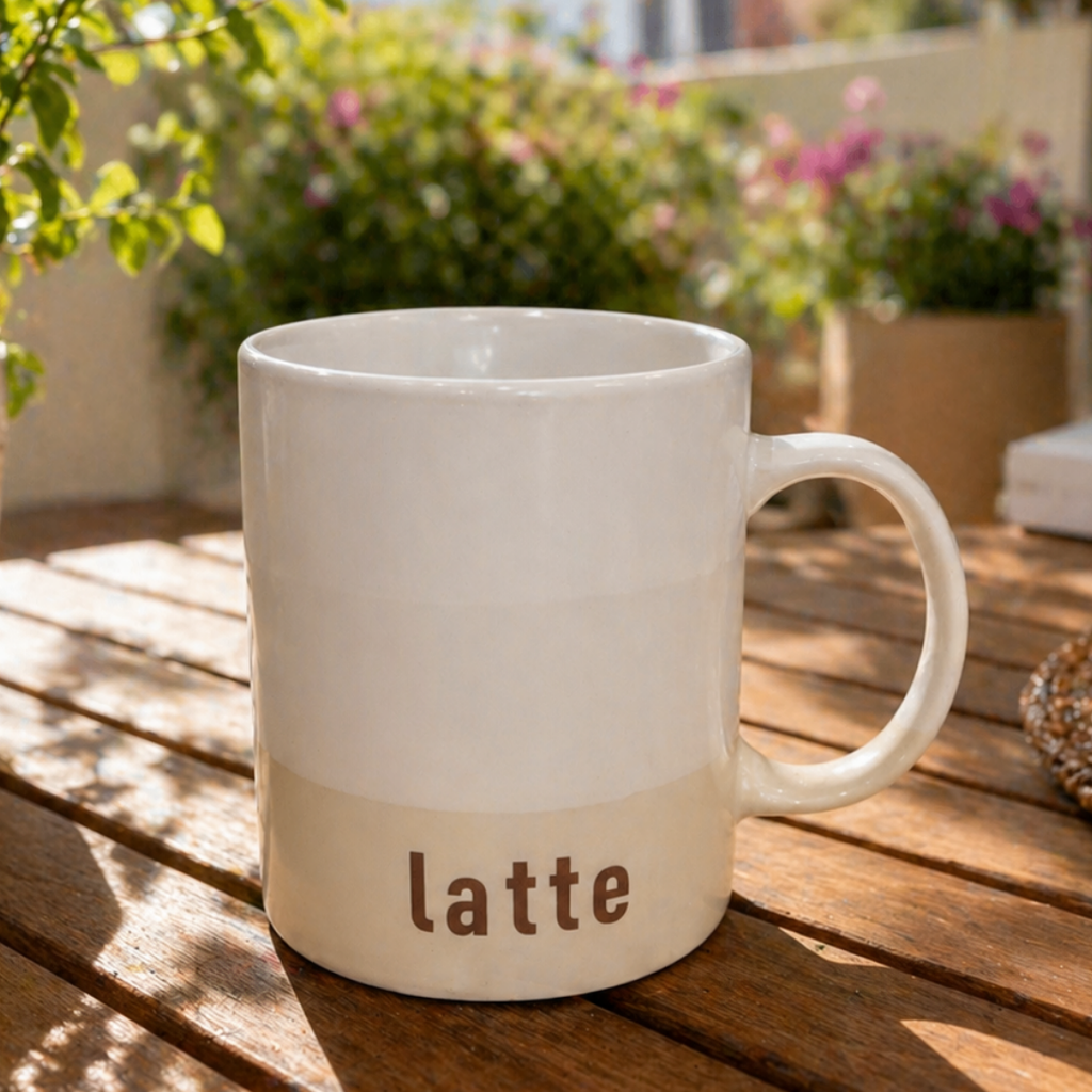 Beige Latte Ceramic Mug 440ml – Minimal Coffee Design