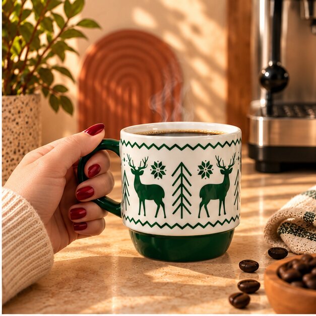 Nordic Reindeer Christmas Mug – 310ml - ceramic mug, view 2 of 4