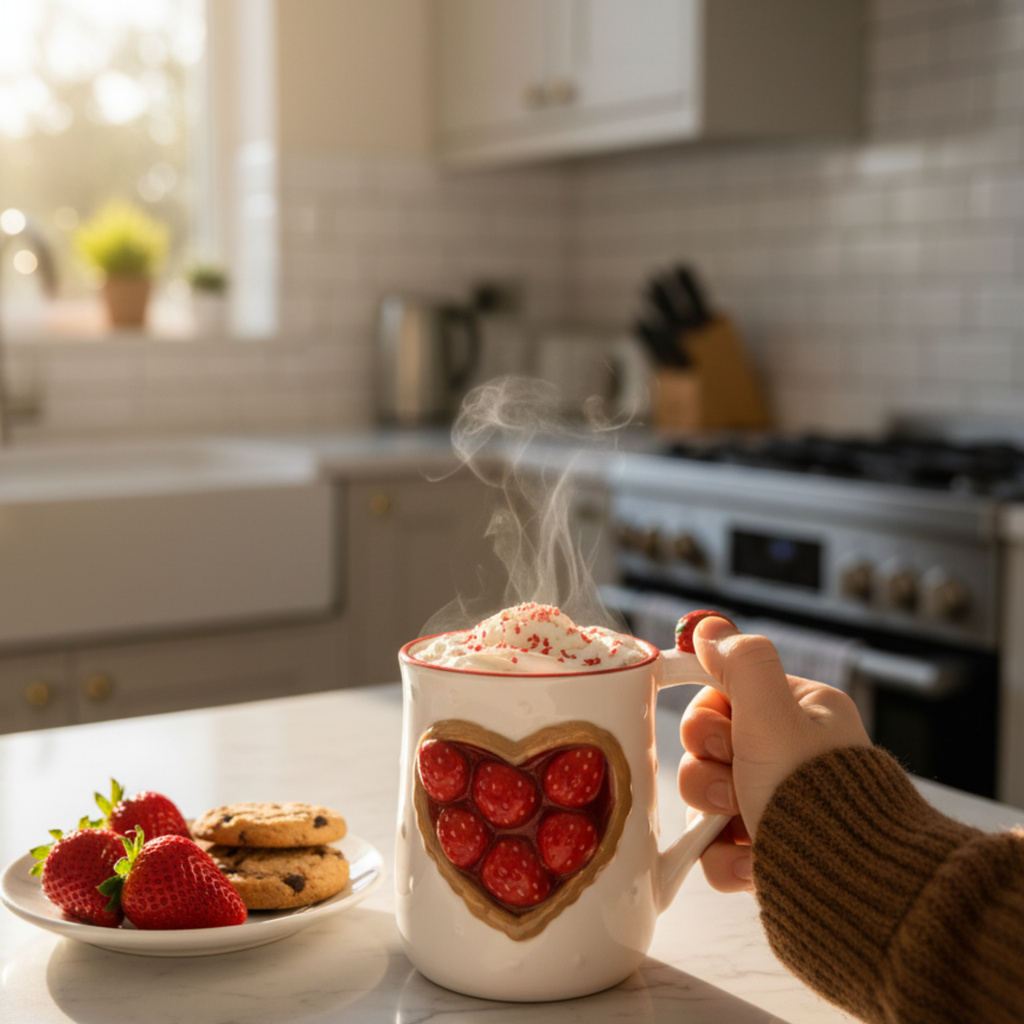 Strawberry Cozy Large Mug - Cute Oversized Coffee Mug