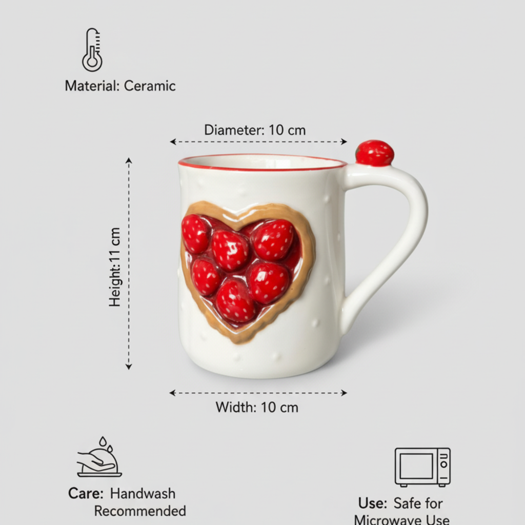 Strawberry Cozy Large Mug - Cute Oversized Coffee Mug