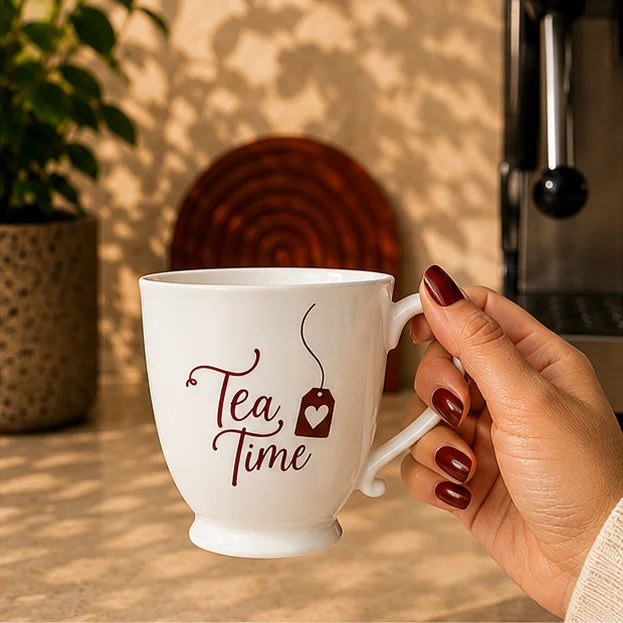 Tea Time White Ceramic Mug 330ml
